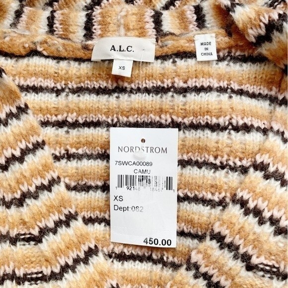 NWT A.L.C. Sweater Rebekah Cardigan Cashew Multi Stripe Button Front Size XS NEW - Picture 11 of 14